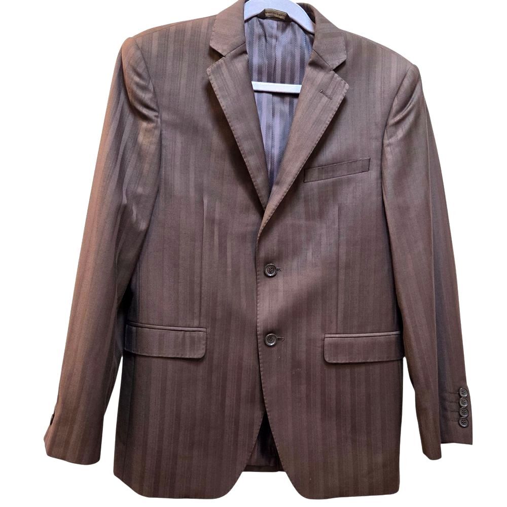 Vitarelli Men's Suit Jacket Blazer Brown Stripe Ivy League Italy Mob Boss 36 S